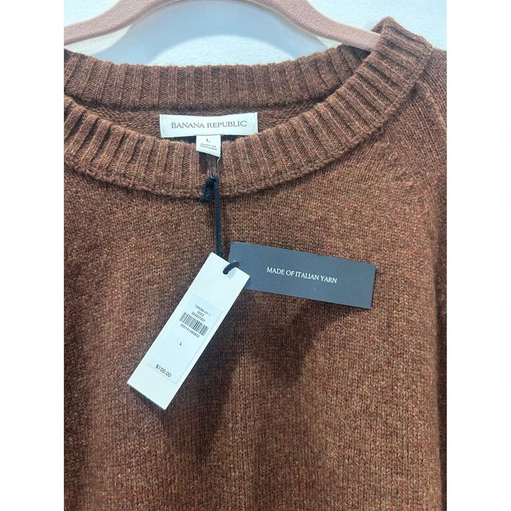Banana Republic Sweater Mens L Brown Italian Yarn Crewneck
